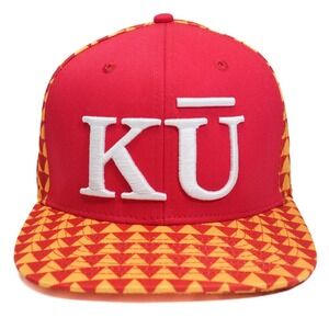 KU Native Intelligence Snapback Hat Red Orange Hawaii Double Portion Supply